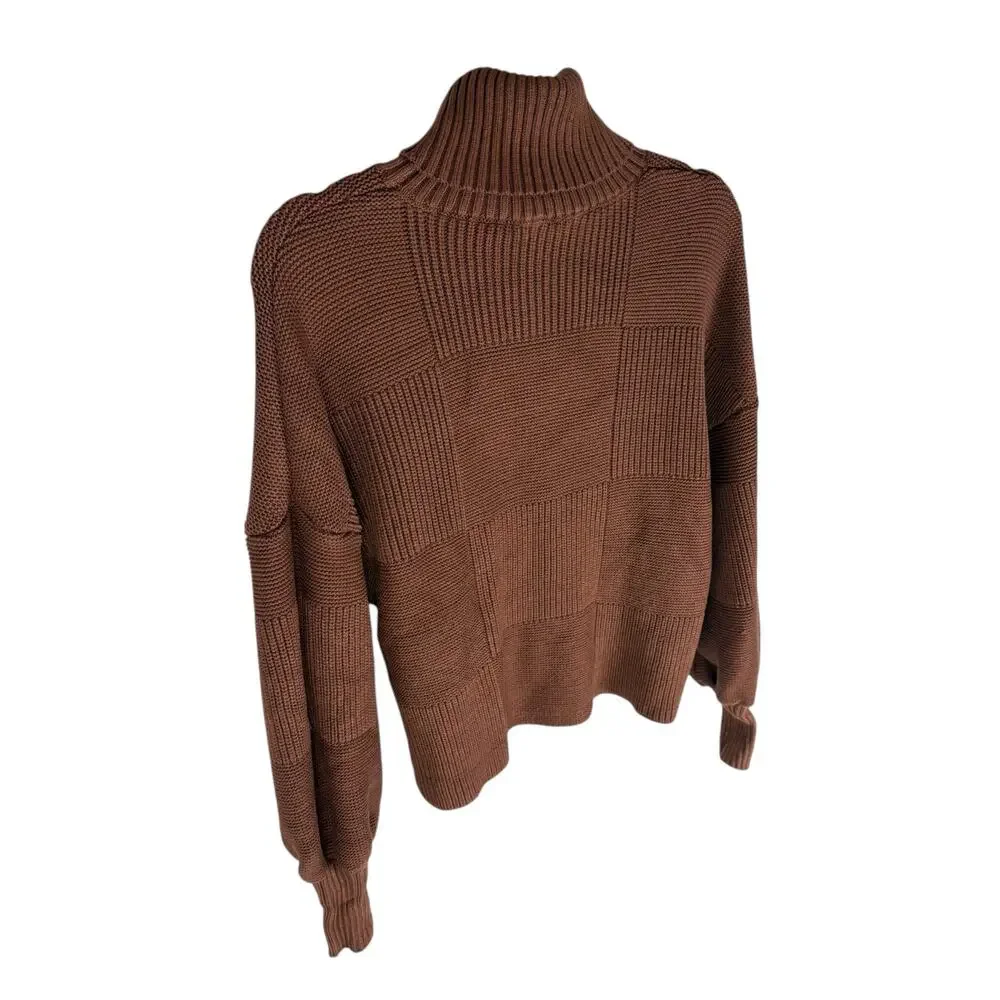 STAUD Benny Ribbed Turtleneck Sweater Pullover Cozy Quiet Luxury Old Money M